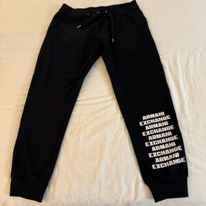 Armani Exchange Women's Sweatpants Joggers Logo Black XL Great Condition